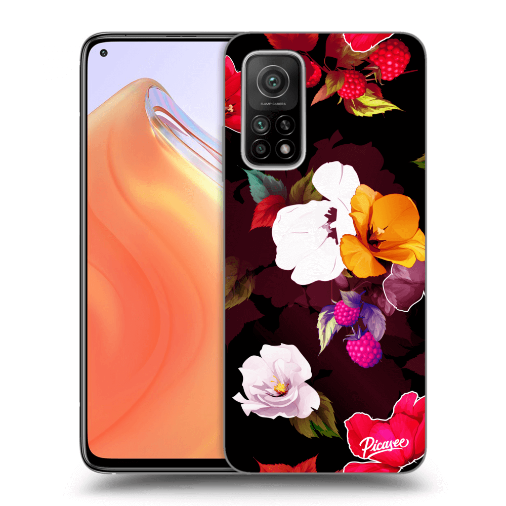 Picasee silikónový čierny obal pre Xiaomi Mi 10T - Flowers and Berries