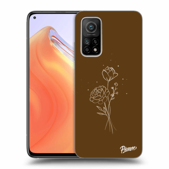 Picasee silikónový prehľadný obal pre Xiaomi Mi 10T - Brown flowers