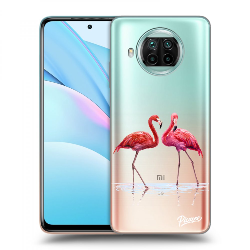 Picasee silikónový prehľadný obal pre Xiaomi Mi 10T Lite - Flamingos couple