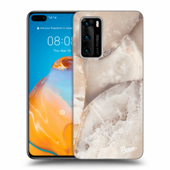 Picasee silikónový čierny obal pre Huawei P40 - Cream marble