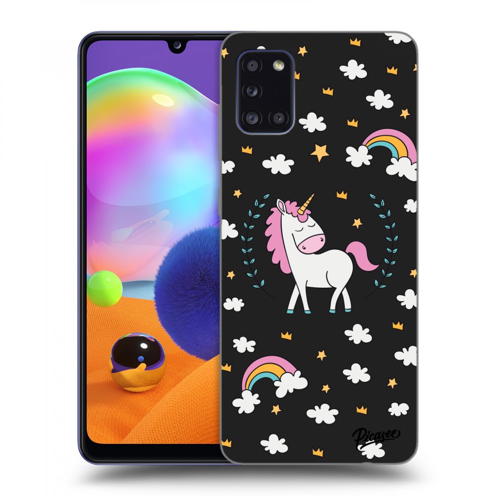 Picasee silikónový čierny obal pre Samsung Galaxy A31 A315F - Unicorn star heaven