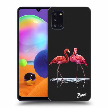 Picasee silikónový čierny obal pre Samsung Galaxy A31 A315F - Flamingos couple