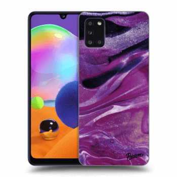 Picasee silikónový čierny obal pre Samsung Galaxy A31 A315F - Purple glitter