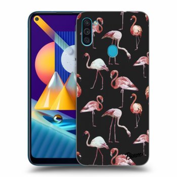 Picasee silikónový čierny obal pre Samsung Galaxy M11 - Flamingos