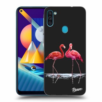 Picasee silikónový čierny obal pre Samsung Galaxy M11 - Flamingos couple