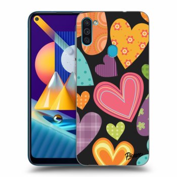 Picasee silikónový čierny obal pre Samsung Galaxy M11 - Colored heart