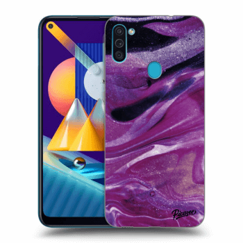 Picasee silikónový prehľadný obal pre Samsung Galaxy M11 - Purple glitter