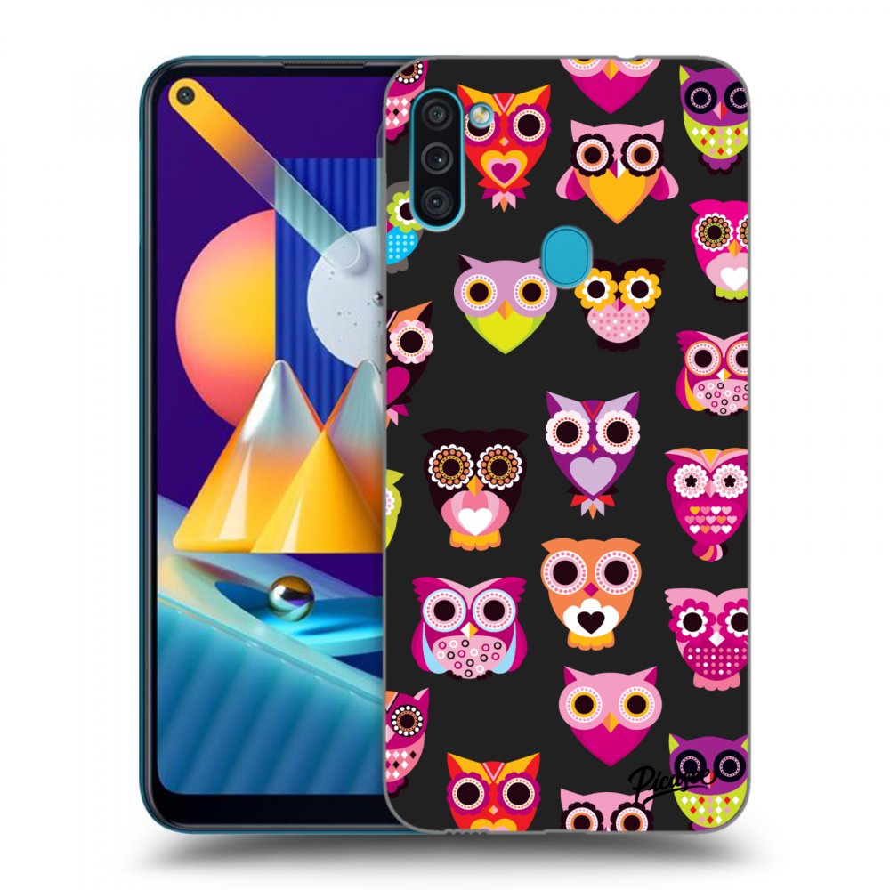 Picasee silikónový čierny obal pre Samsung Galaxy M11 - Owls