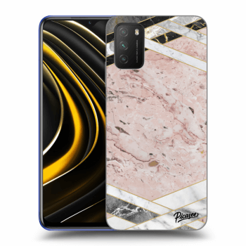 Picasee silikónový čierny obal pre Xiaomi Poco M3 - Pink geometry