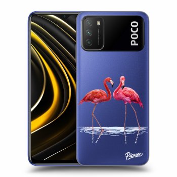 Picasee silikónový prehľadný obal pre Xiaomi Poco M3 - Flamingos couple