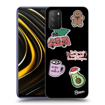 Picasee silikónový čierny obal pre Xiaomi Poco M3 - Christmas Stickers