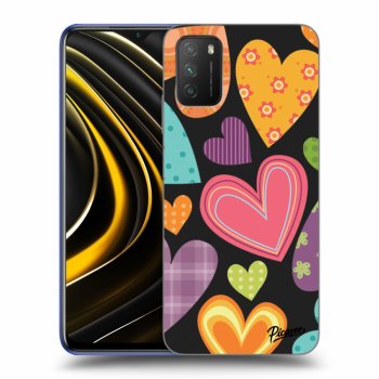 Picasee silikónový čierny obal pre Xiaomi Poco M3 - Colored heart