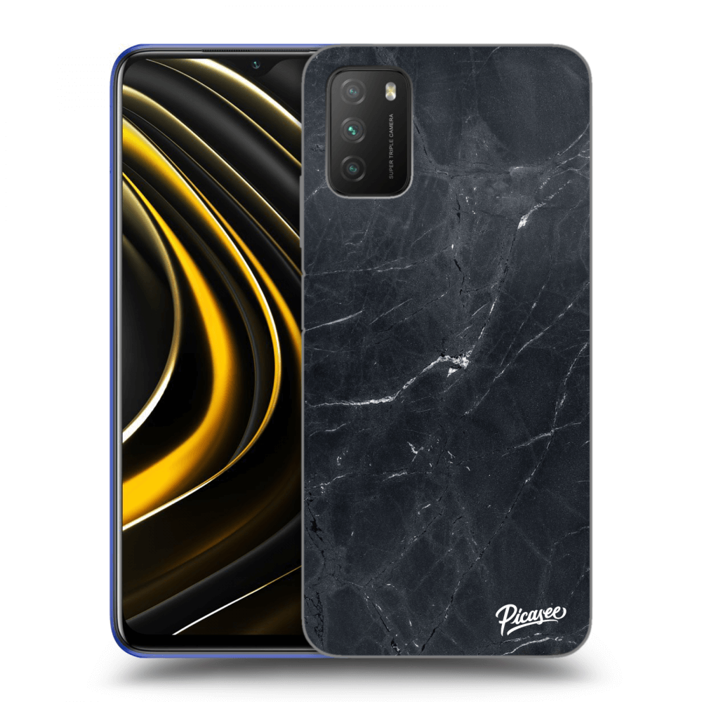 Picasee silikónový prehľadný obal pre Xiaomi Poco M3 - Black marble