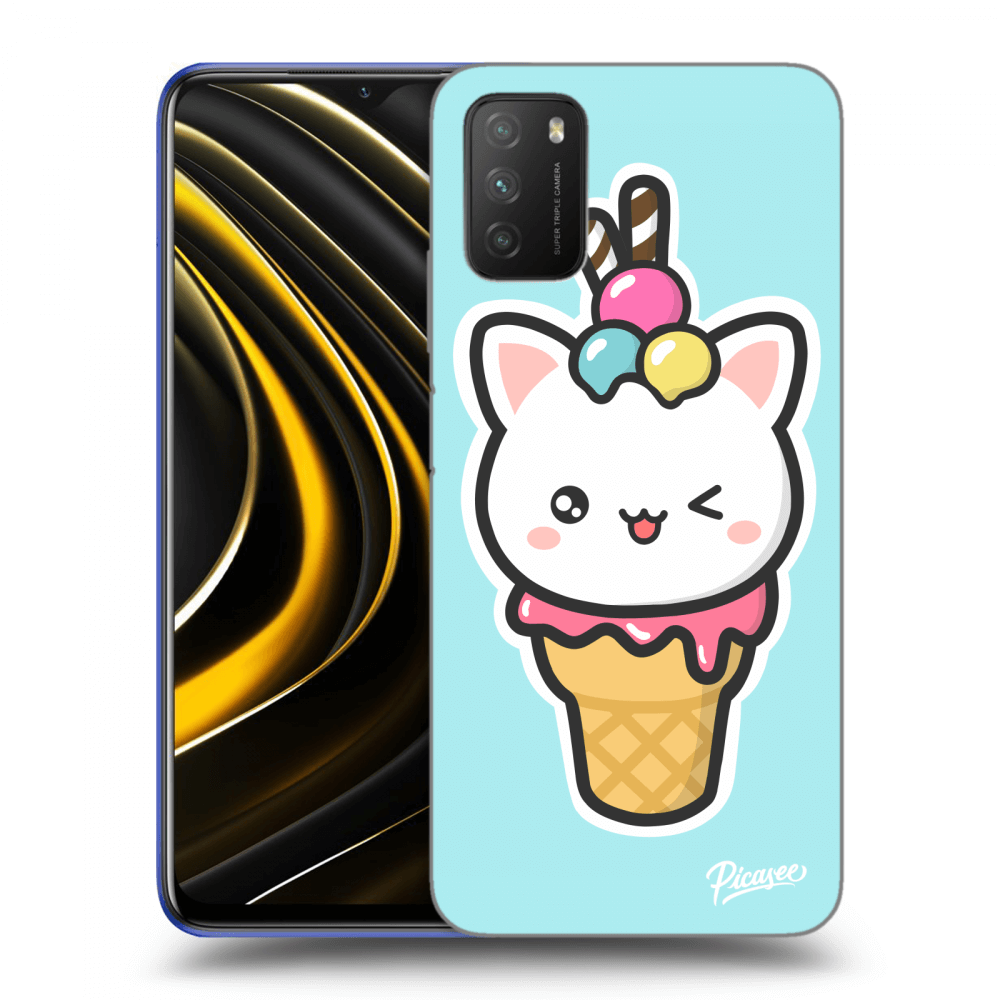 Picasee silikónový prehľadný obal pre Xiaomi Poco M3 - Ice Cream Cat