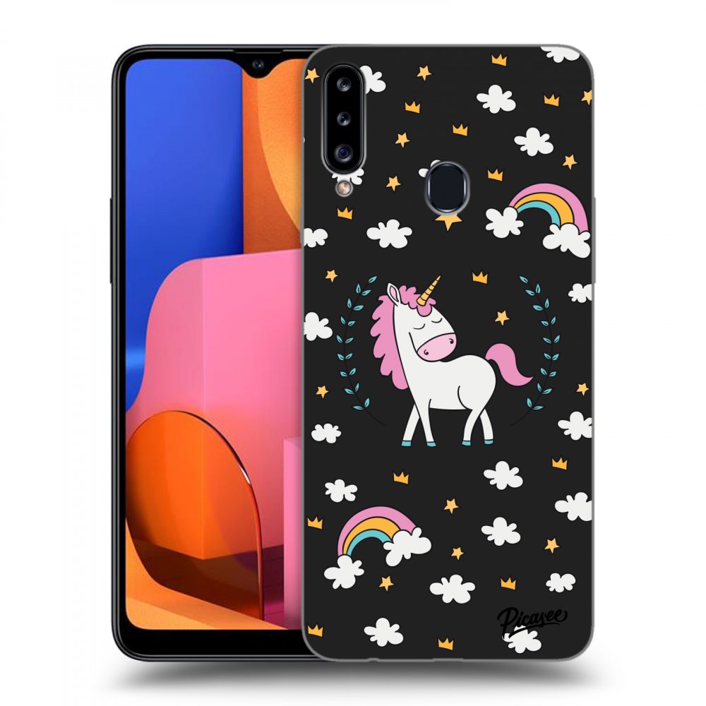 Picasee silikónový čierny obal pre Samsung Galaxy A20s - Unicorn star heaven