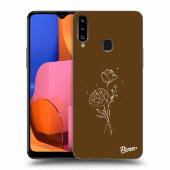 Obal pre Samsung Galaxy A20s - Brown flowers
