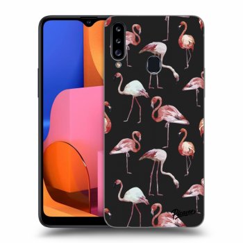 Picasee silikónový čierny obal pre Samsung Galaxy A20s - Flamingos