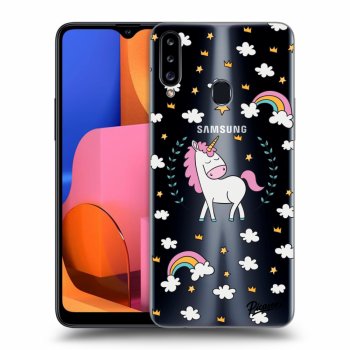 Picasee silikónový prehľadný obal pre Samsung Galaxy A20s - Unicorn star heaven