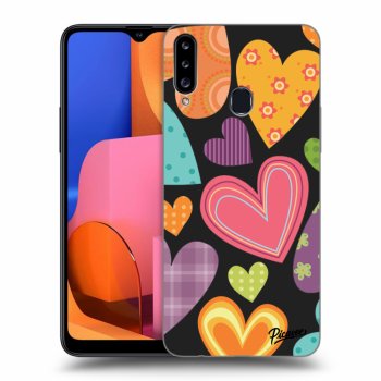 Picasee silikónový čierny obal pre Samsung Galaxy A20s - Colored heart