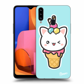 Picasee silikónový prehľadný obal pre Samsung Galaxy A20s - Ice Cream Cat