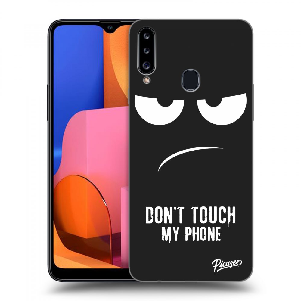 Picasee silikónový čierny obal pre Samsung Galaxy A20s - Don't Touch My Phone