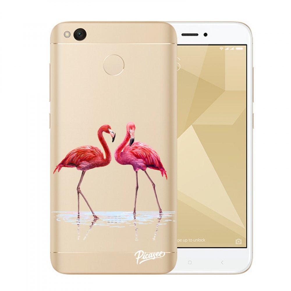 Picasee plastový prehľadný obal pre Xiaomi Redmi 4X Global - Flamingos couple