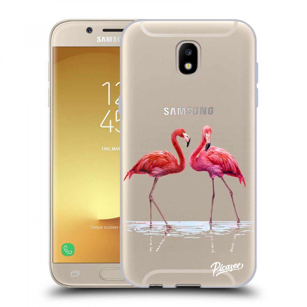 Picasee silikónový prehľadný obal pre Samsung Galaxy J5 2017 J530F - Flamingos couple