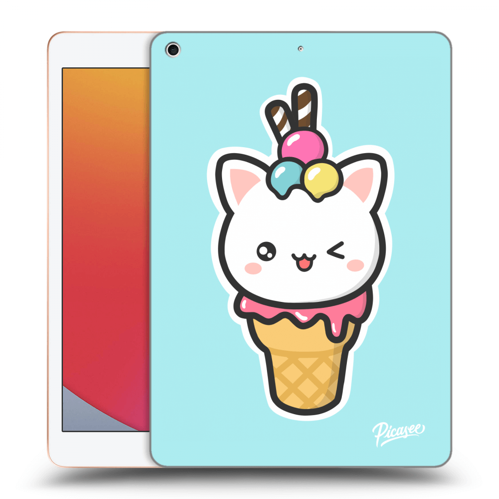 Picasee silikónový prehľadný obal pre Apple iPad 10.2" 2020 (8. gen) - Ice Cream Cat