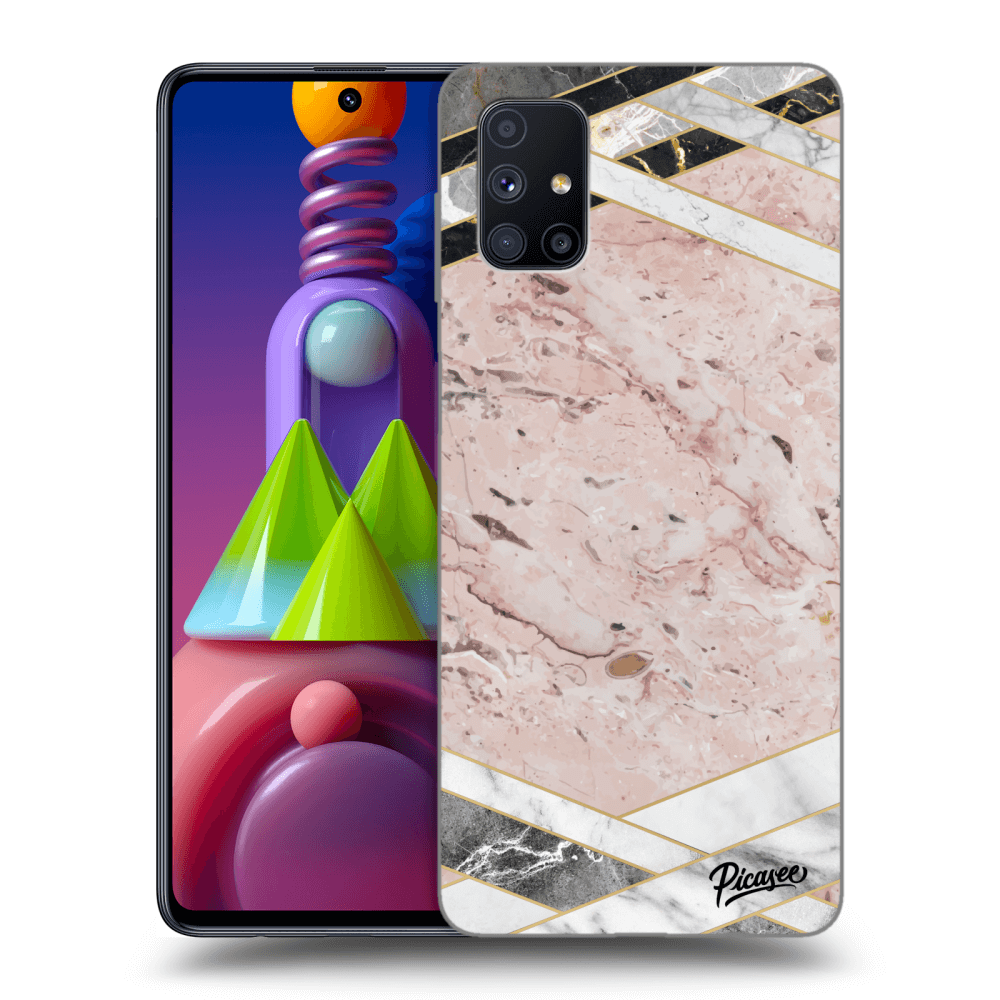 Picasee silikónový čierny obal pre Samsung Galaxy M51 M515F - Pink geometry