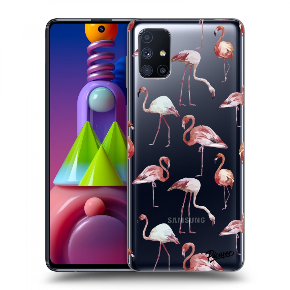 Picasee silikónový prehľadný obal pre Samsung Galaxy M51 M515F - Flamingos