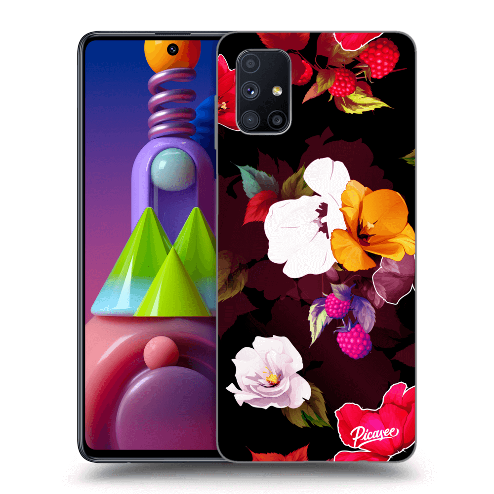 Picasee silikónový čierny obal pre Samsung Galaxy M51 M515F - Flowers and Berries