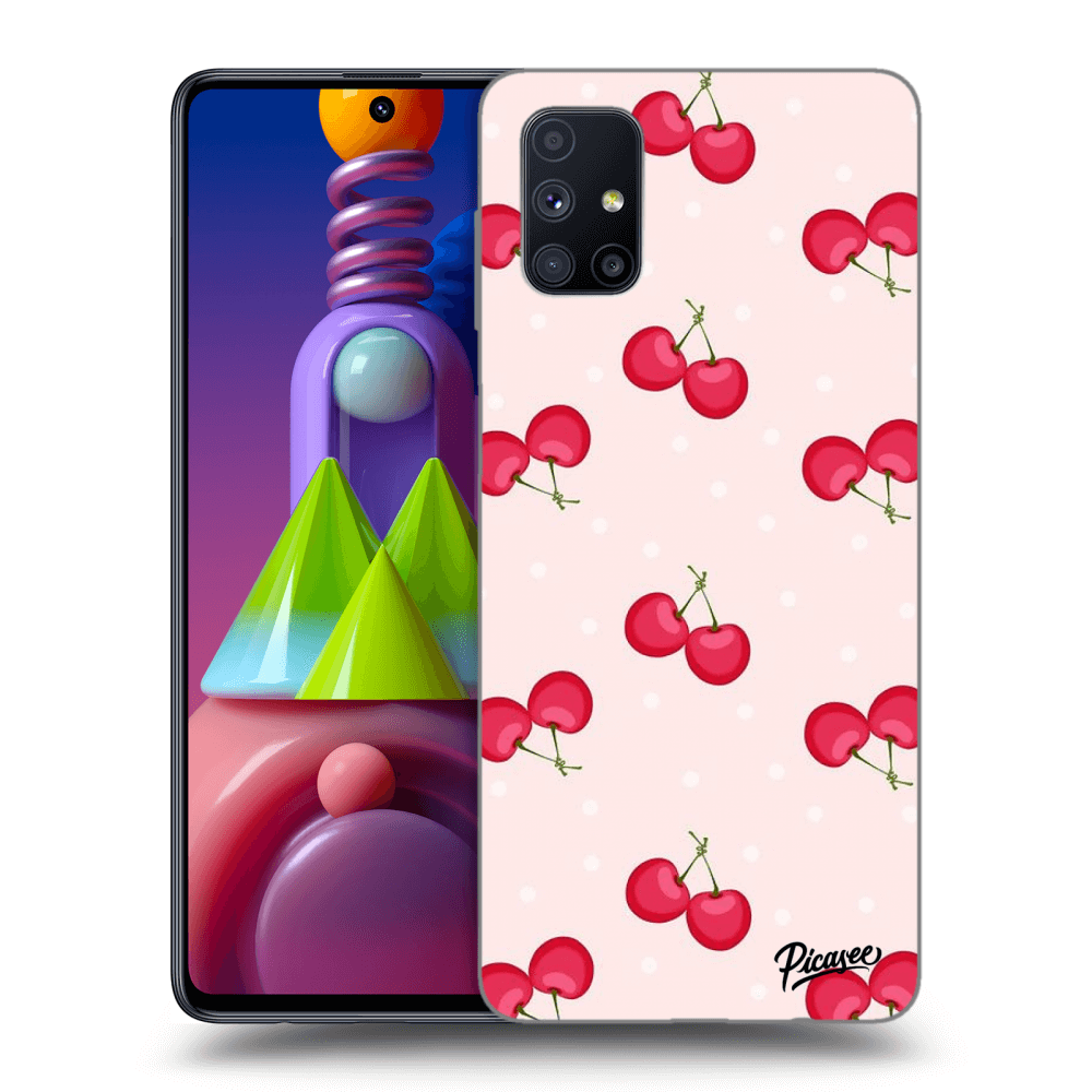 Picasee silikónový čierny obal pre Samsung Galaxy M51 M515F - Cherries