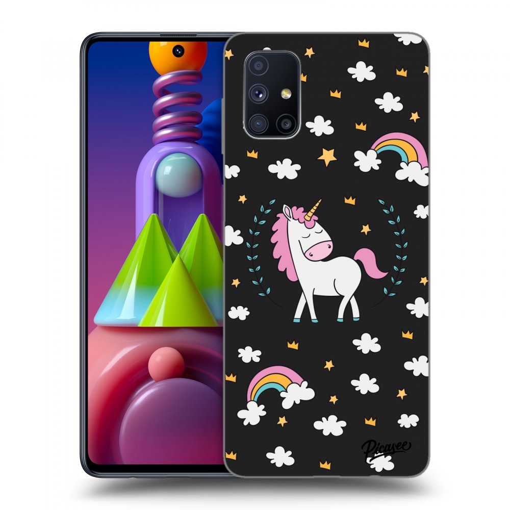 Picasee silikónový čierny obal pre Samsung Galaxy M51 M515F - Unicorn star heaven