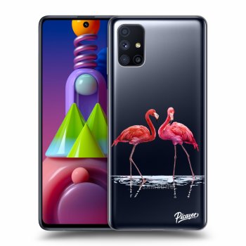 Picasee silikónový prehľadný obal pre Samsung Galaxy M51 M515F - Flamingos couple