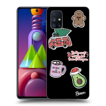 Picasee silikónový čierny obal pre Samsung Galaxy M51 M515F - Christmas Stickers