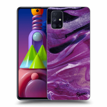 Picasee silikónový prehľadný obal pre Samsung Galaxy M51 M515F - Purple glitter