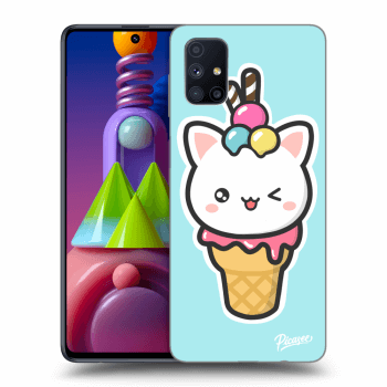 Picasee silikónový čierny obal pre Samsung Galaxy M51 M515F - Ice Cream Cat
