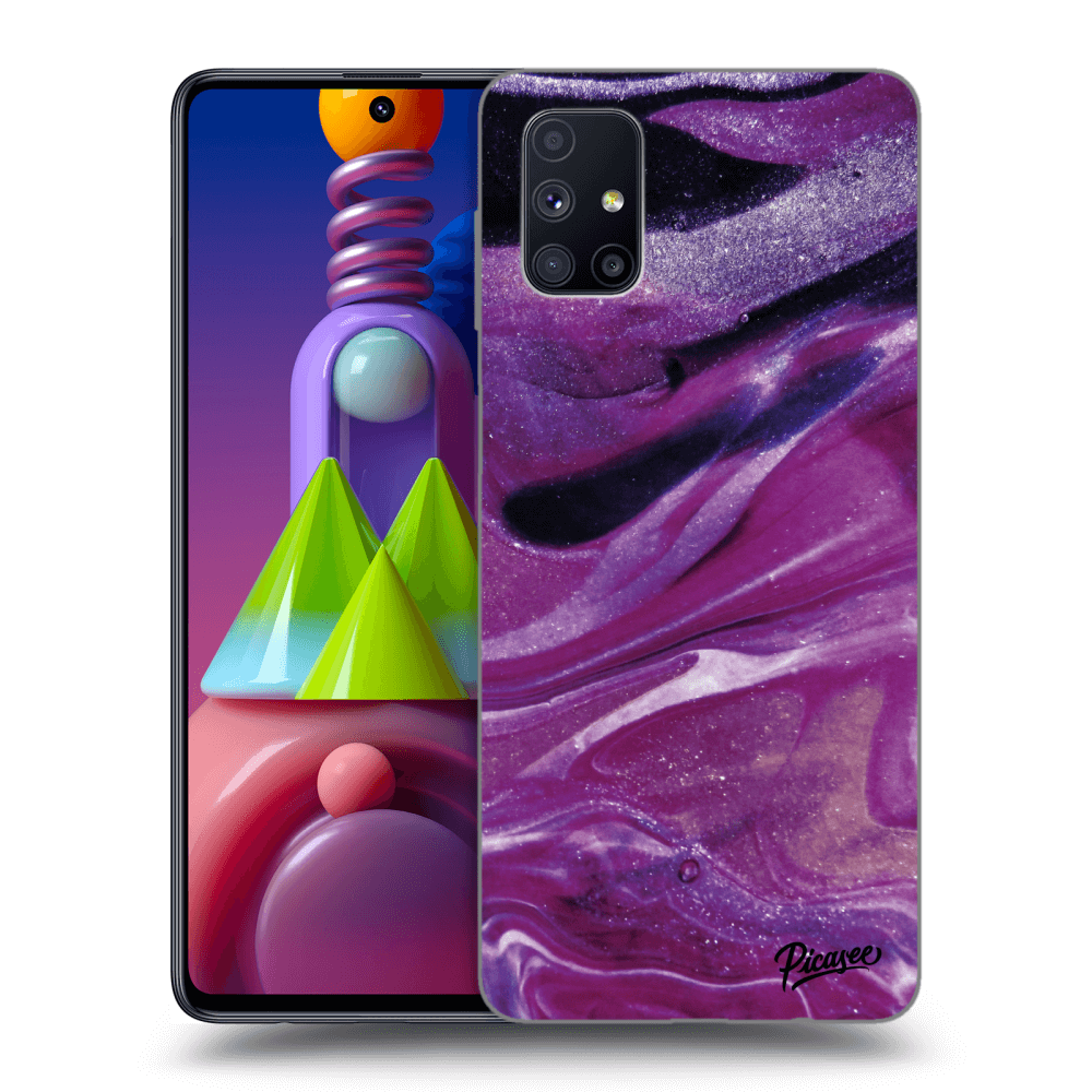 Picasee silikónový prehľadný obal pre Samsung Galaxy M51 M515F - Purple glitter