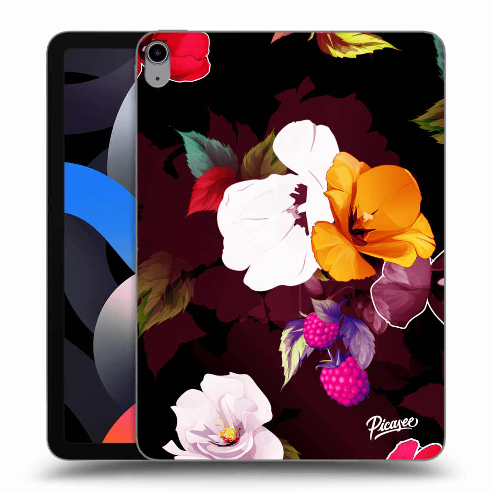 Picasee silikónový čierny obal pre Apple iPad Air 4 10.9" 2020 - Flowers and Berries