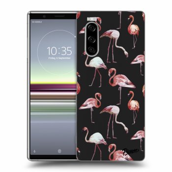 Picasee silikónový čierny obal pre Sony Xperia 5 - Flamingos
