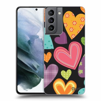Picasee silikónový čierny obal pre Samsung Galaxy S21 5G G991B - Colored heart