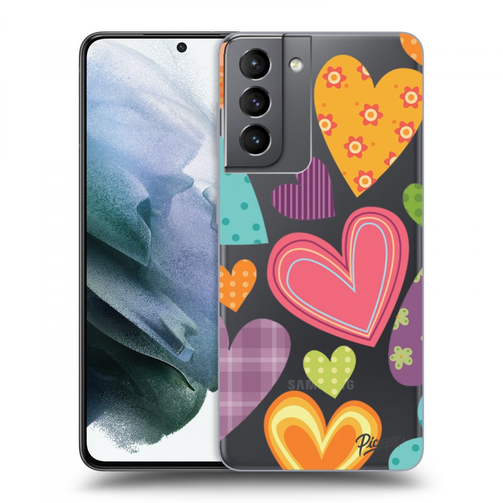 Picasee silikónový prehľadný obal pre Samsung Galaxy S21 5G G991B - Colored heart