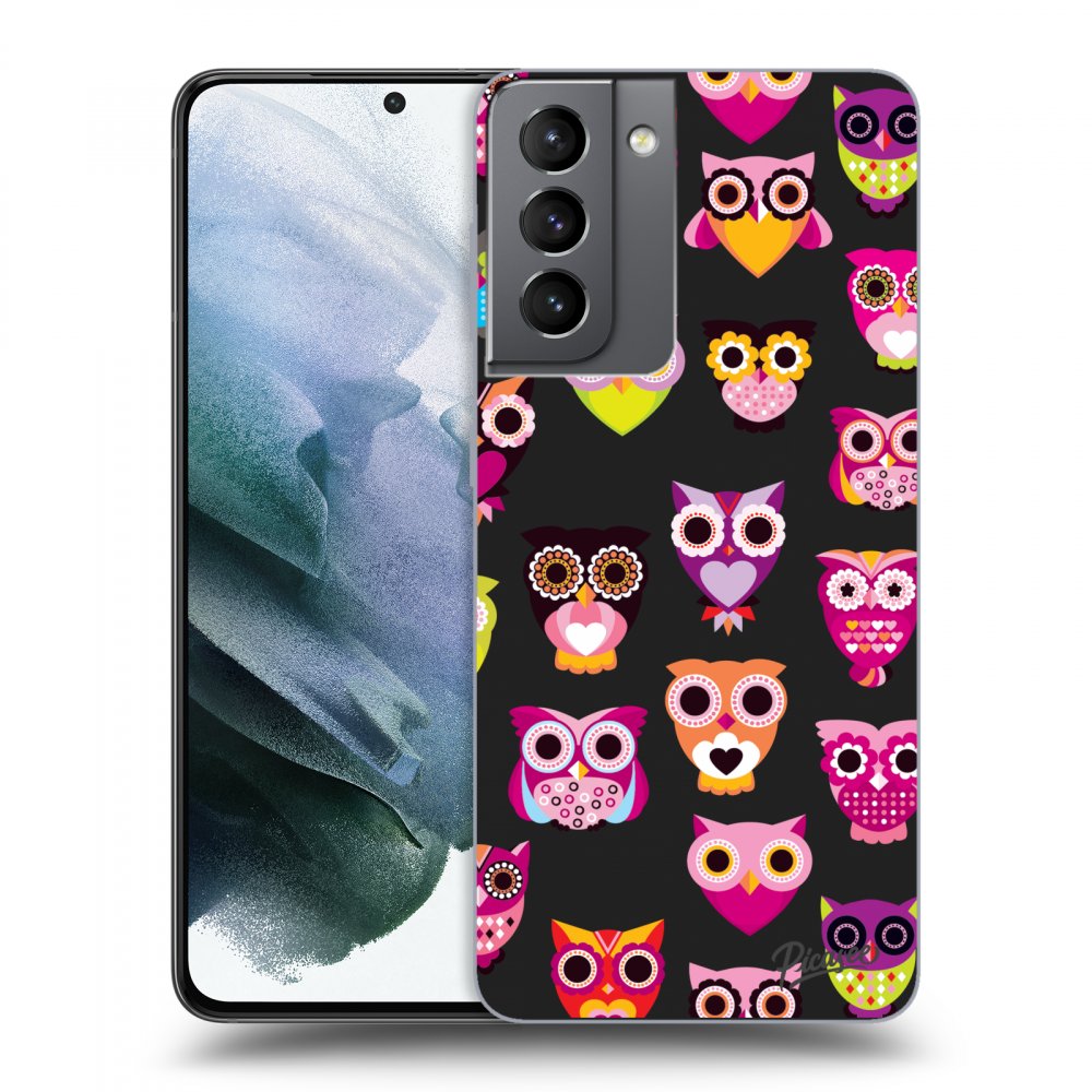 Picasee silikónový čierny obal pre Samsung Galaxy S21 5G G991B - Owls