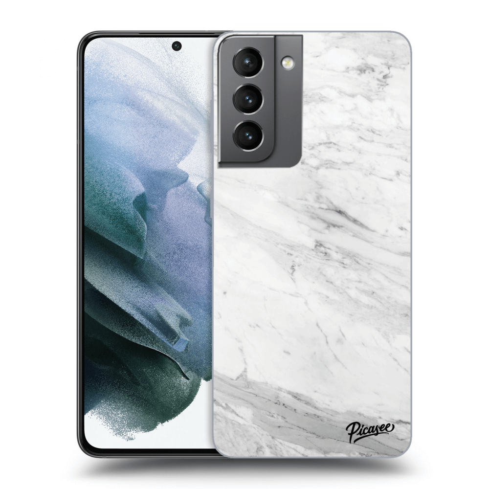 Picasee silikónový čierny obal pre Samsung Galaxy S21 5G G991B - White marble