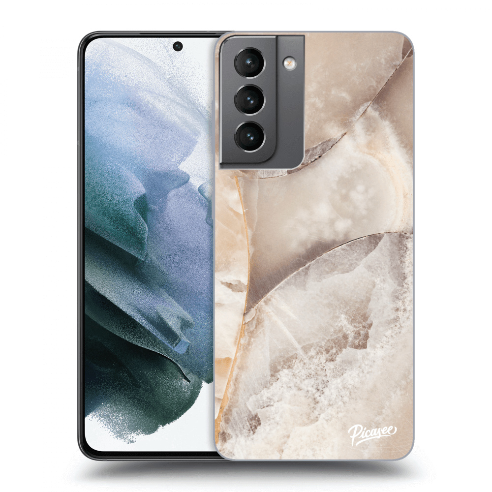 Picasee silikónový prehľadný obal pre Samsung Galaxy S21 5G G991B - Cream marble