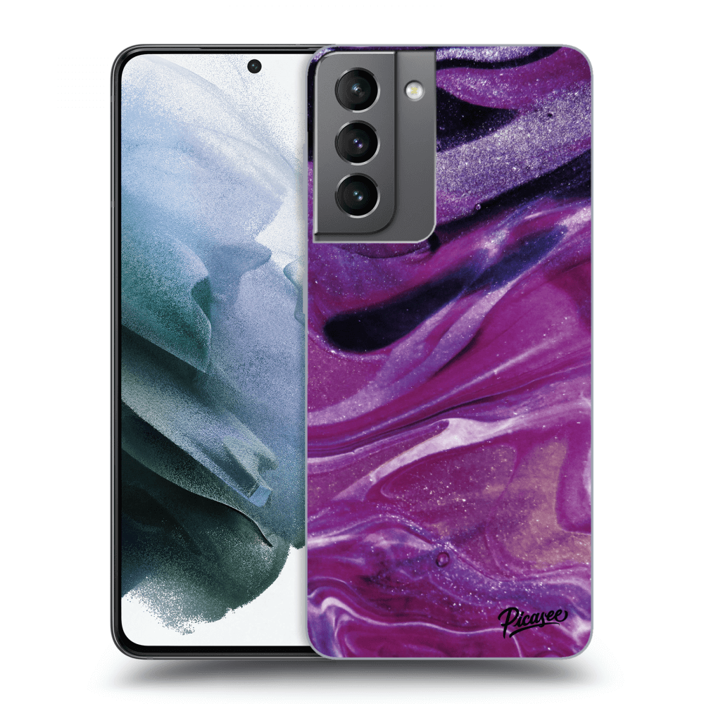 Picasee silikónový čierny obal pre Samsung Galaxy S21 5G G991B - Purple glitter