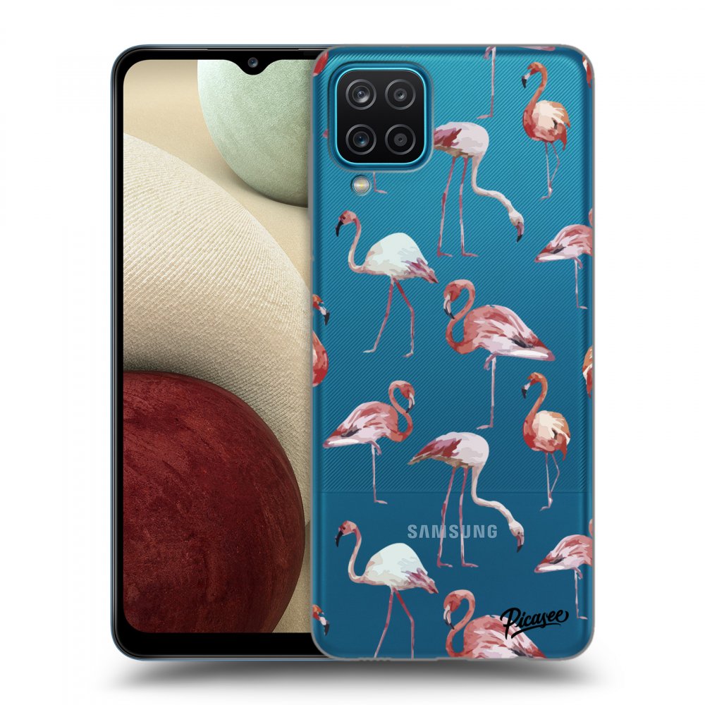 Picasee silikónový prehľadný obal pre Samsung Galaxy A12 A125F - Flamingos
