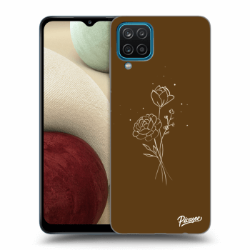 Picasee silikónový čierny obal pre Samsung Galaxy A12 A125F - Brown flowers