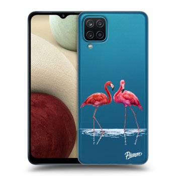 Picasee silikónový prehľadný obal pre Samsung Galaxy A12 A125F - Flamingos couple