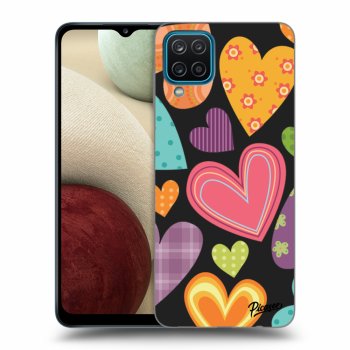 Picasee silikónový čierny obal pre Samsung Galaxy A12 A125F - Colored heart
